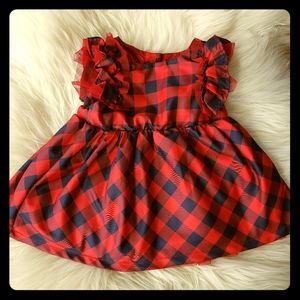Cat & Jack Red/Navy Plaid Dress - 3-6M